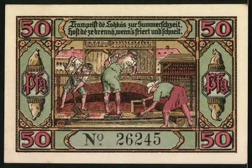 Notgeld Eisfeld i. Thür. 1921, 50 Pfennig, Markttag und Handwerker bei der Arbeit