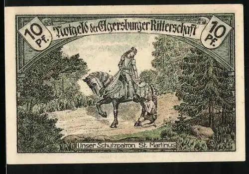 Notgeld Elgersburg 1921, 10 Pfennig, Schutzpatron St. Martinus