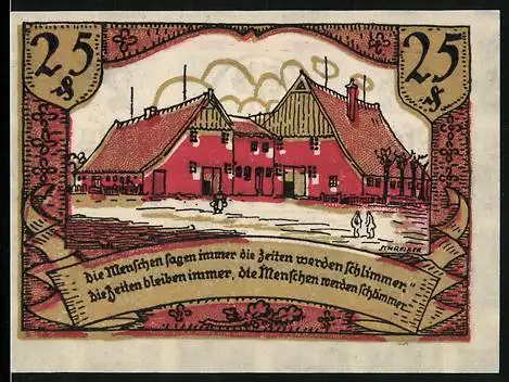 Notgeld Ellerbeck, 25 Pfennig, Bauerngehöft