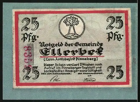 Notgeld Ellerbeck, 25 Pfennig, Bauerngehöft