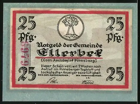 Notgeld Ellerbek, 25 Pfennig, Bauerngehöft