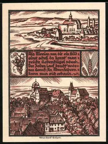 Notgeld Weissensee i. Thür. 1921, 75 Pfennig, Ortsansicht und Wappen