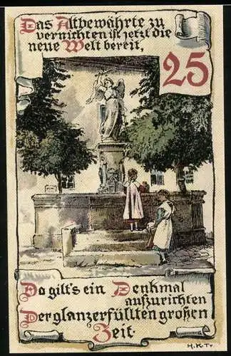 Notgeld Buttstädt, 25 Pfennig, Kinder am Brunnen, Wappen