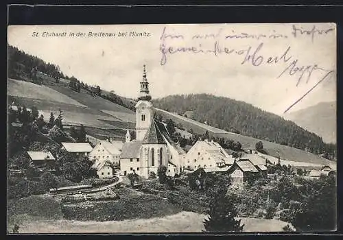 AK Breitenau am Hochlantsch, St. Erhard in der Breitenau, Ortsansicht mit Kirche