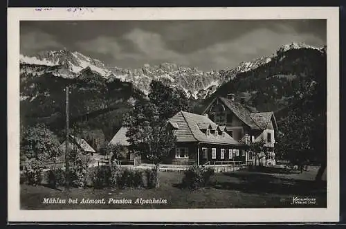 AK Admont, Mühlau, Blick auf die Pension Alpenheim
