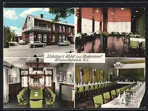 AK Himmelpforten N. E., Vier Ansichten von Kutscher`s Hotel und Restaurant