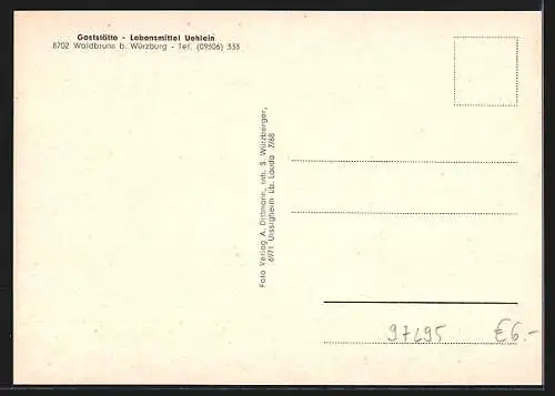 AK Waldbrunn / Ufr., Autobahn, Schulhaus, Kirche, Gaststätte Uehlein