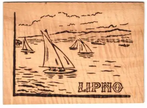 Holz-AK Lipno, Segelboote auf dem See