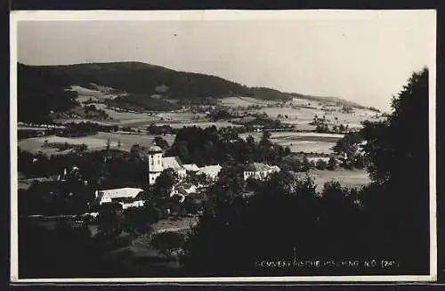 AK Yspertal, Pisching, Panorama mit Kirche vom Berg aus gesehen