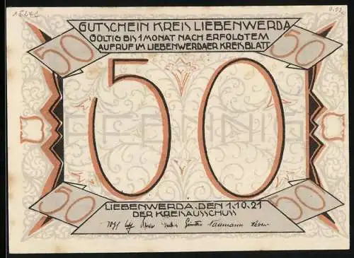 Notgeld Liebenwerda 1921, 50 Pfennig, Aufbruch zur Jagd