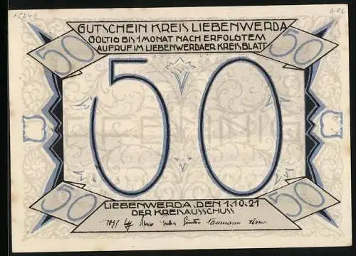 Notgeld Liebenwerda 1921, 50 Pfennig, Schlacht bei Mühlberg, Elbübergang Karls d. V.