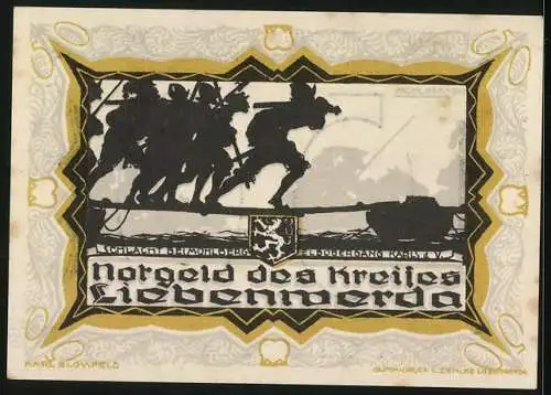 Notgeld Liebenwerda 1921, 50 Pfennig, Schlacht bei Mühlberg, Elbübergang Karls d. V.