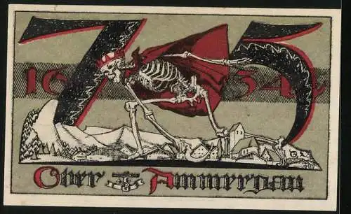 Notgeld Oberammergau 1921, 75 Pfennig, Der Tod zieht über die Stadt