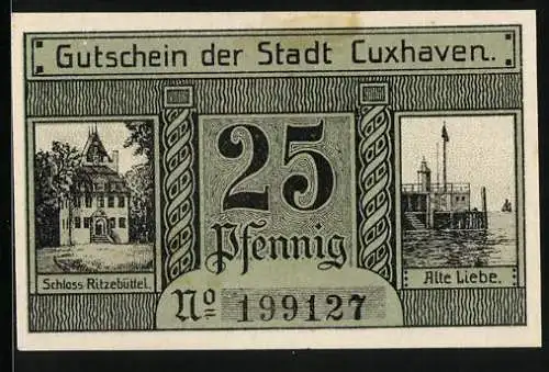 Notgeld Cuxhaven 1919, 25 Pfennig, Das Schloss Ritzebüttel, die alte Liebe