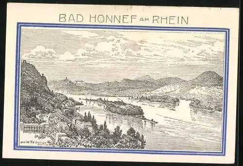 Notgeld Bad Honnef 1921, 99 Pfennig, Ruine Drachenfels mit Blick rheinaufwärts