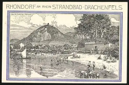 Notgeld Bad Honnef 1921, 50 Pfennig, Strandbad Rhöndorf am Rhein