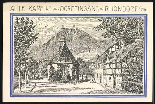 Notgeld Bad Honnef 1921, 99 Pfennig, Alte Kapelle und Dorfeingang in Rhöndorf am Rhein