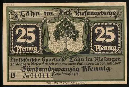 Notgeld Lähn im Riesengebirge, 25 Pfennig, Birkenau im 11. Jahrhundert