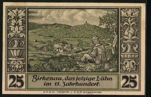 Notgeld Lähn im Riesengebirge, 25 Pfennig, Birkenau im 11. Jahrhundert
