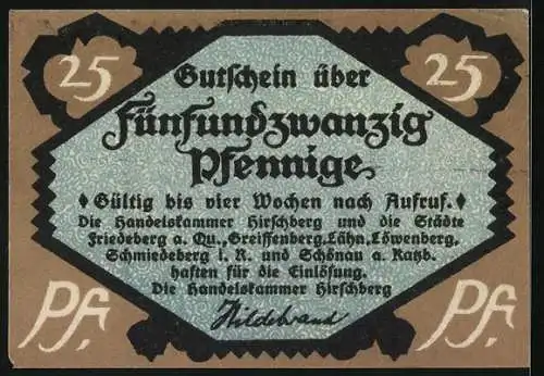 Notgeld Hirschberg, 25 Pfennig, Mann mit einem Güterschlitten