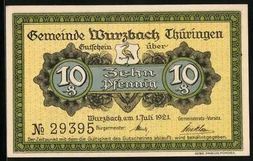 Notgeld Wurzbach 1921, 10 Pfennig, Partie an der Sormitz
