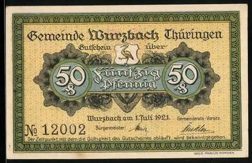 Notgeld Wurzbach 1921, 50 Pfennig, Der Dachschieferbruch Roselstein