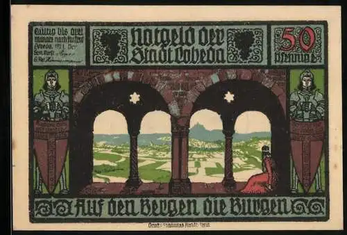 Notgeld Lobeda 1921, 50 Pfennig, Aussicht von der Burg