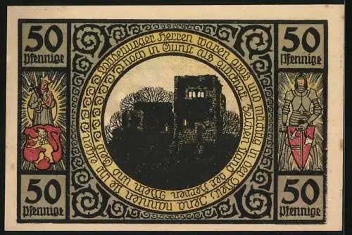 Notgeld Lobeda 1921, 50 Pfennig, Aussicht von der Burg