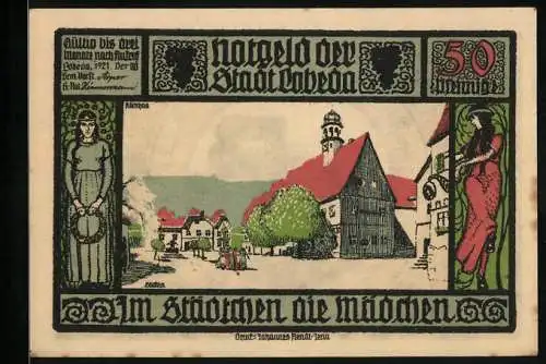 Notgeld Lobeda 1921, 50 Pfennig, Im Städtchen die Mädchen