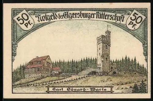 Notgeld Bad Elgersburg 1921, 50 Pfennig, Carl Eduard-Warte