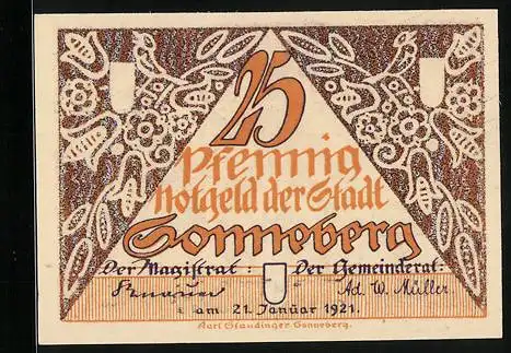 Notgeld Sonneberg 1921, 25 Pfennig, Verkleidete Tänzer