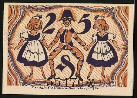 Notgeld Sonneberg 1921, 25 Pfennig, Verkleidete Tänzer