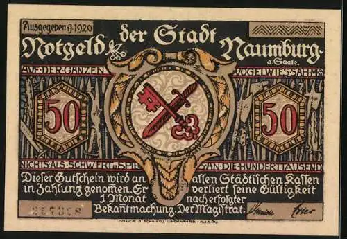 Notgeld Naumburg a. Saale, 50 Pfennig, Lehrer rettet die Kinder