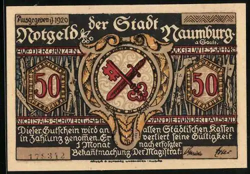 Notgeld Naumburg a. Saale, 50 Pfennig, Ratsherren klagen vor der Stadt