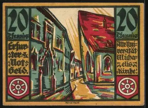 Notgeld Erfurt 1920, 20 Pfennig, Alte Universität und Michaelis-Kirche