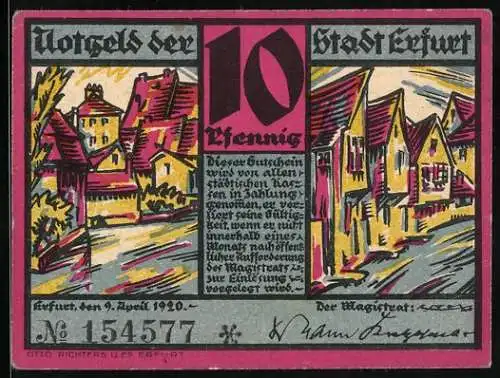 Notgeld Erfurt 1920, 10 Pfennig, Altstadt am Dämmchen