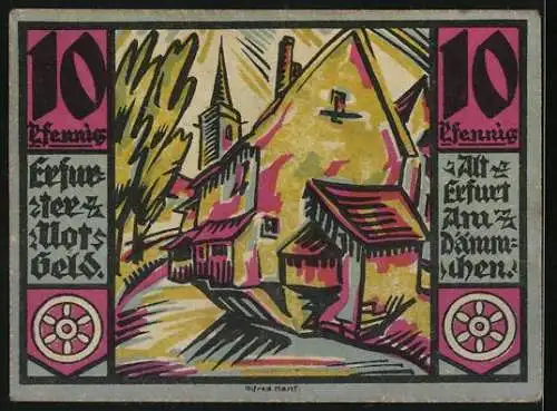 Notgeld Erfurt 1920, 10 Pfennig, Altstadt am Dämmchen