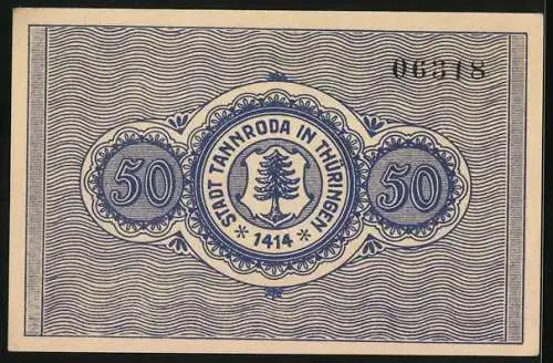 Notgeld Tannroda 1921, 50 Pfennig, Schloss und Kirche