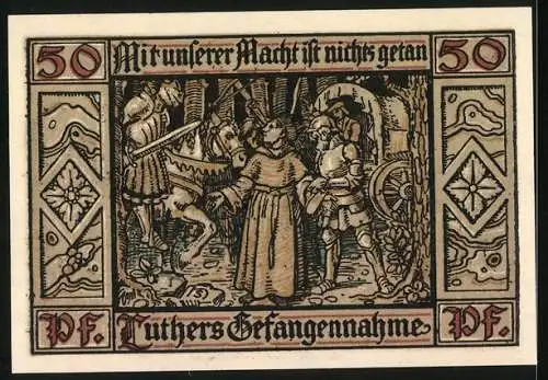 Notgeld Eisenach 1921, 50 Pfennig, Luther wird gefangengenommen
