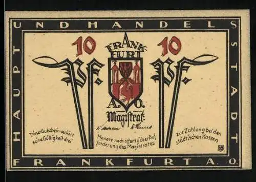 Notgeld Frankfurt a. O. 1921, 10 Pfennig, Marienkirche mit dem Stadthaus