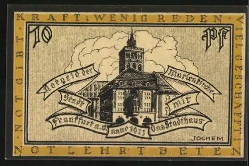 Notgeld Frankfurt a. O. 1921, 10 Pfennig, Marienkirche mit dem Stadthaus