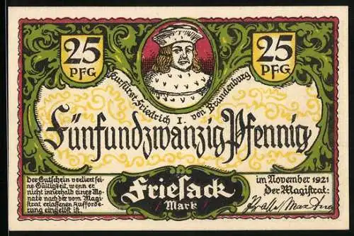 Notgeld Friesack /Mark 1921, 25 Pfennig, Idyllische Rhinpartie