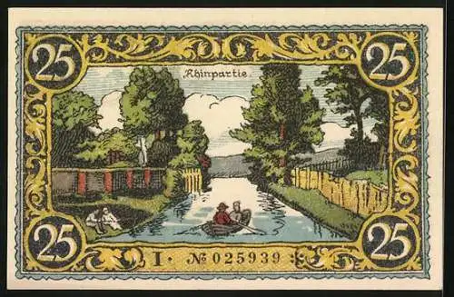 Notgeld Friesack /Mark 1921, 25 Pfennig, Idyllische Rhinpartie