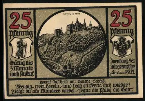 Notgeld Dornburg a. S. 1921, 25 Pfennig, Bei der Pappelreihe, Bernburg