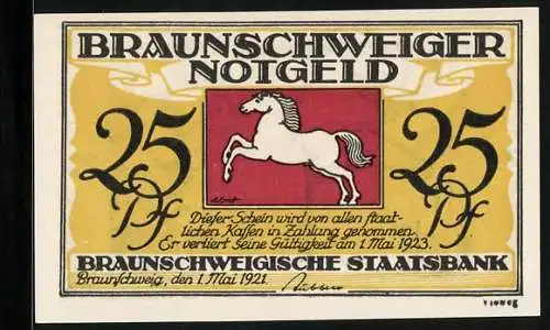 Notgeld Braunschweig 1921, 75 Pfennig, Blankenburg a/ Harz, Schloss, Wappen