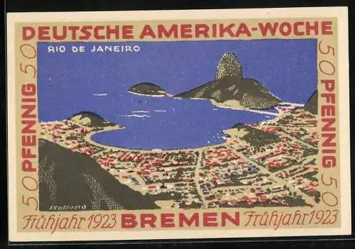 Notgeld Bremen, 50 Pfennig, Deutsche Amerika-Woche 1923, Rio de Janeiro