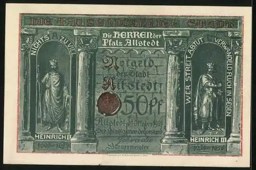 Notgeld Allstedt 1921, 50 Pfennig, Schloss Allstedt