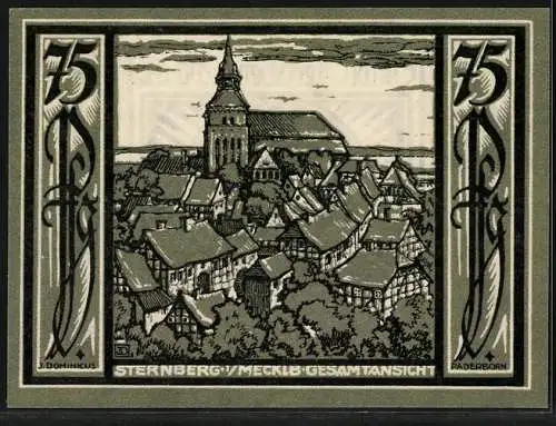Notgeld Sternberg i. Meckl. 1922, 75 Pfennig, Gesamtansicht