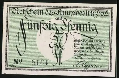 Notgeld Böel, 50 Pfennig, Ornament aus Ähren
