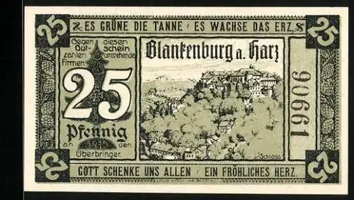 Notgeld Blankenburg a. Harz 1920, 25 Pfennig, Schloss